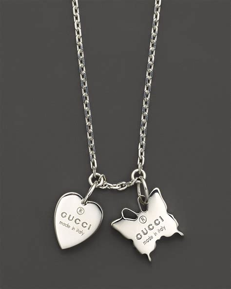 gucci heart and butterfly necklace|Gucci necklace with heart pendant.